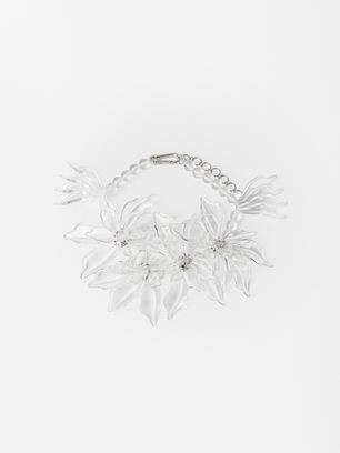 Online Exclusive - Choker With Flowers, Silver, hi-res