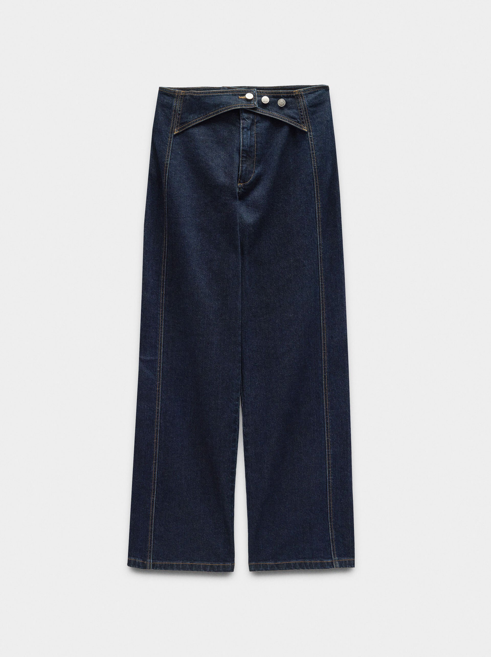 Denim trousers with overlap closure image number 5.0
