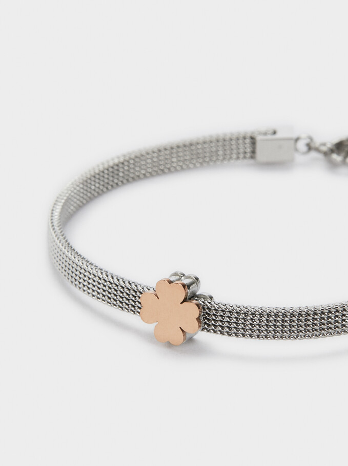 Stainless Steel Bracelet With Clover, Multicolor, hi-res