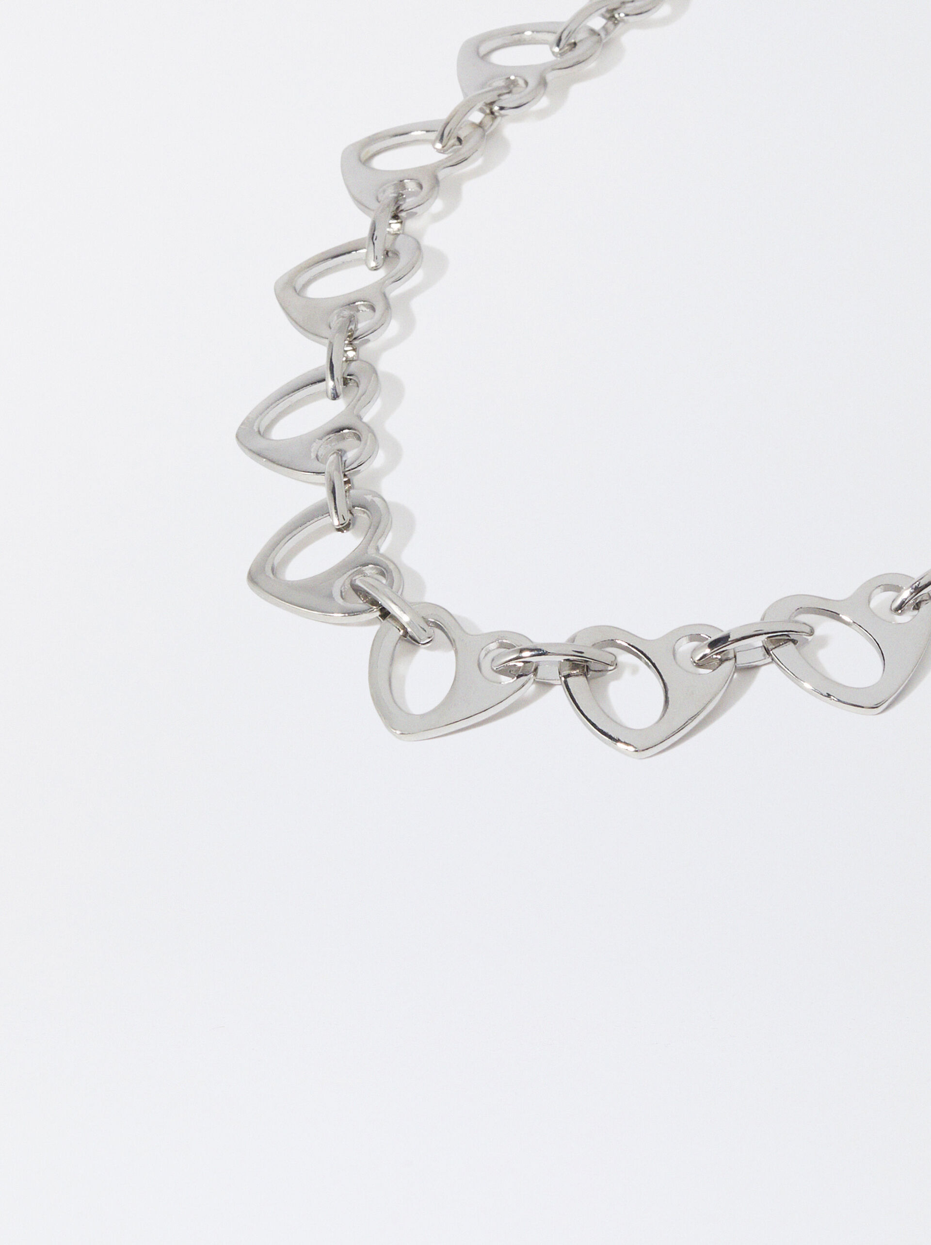 Silver Necklace With Hearts image number 2.0