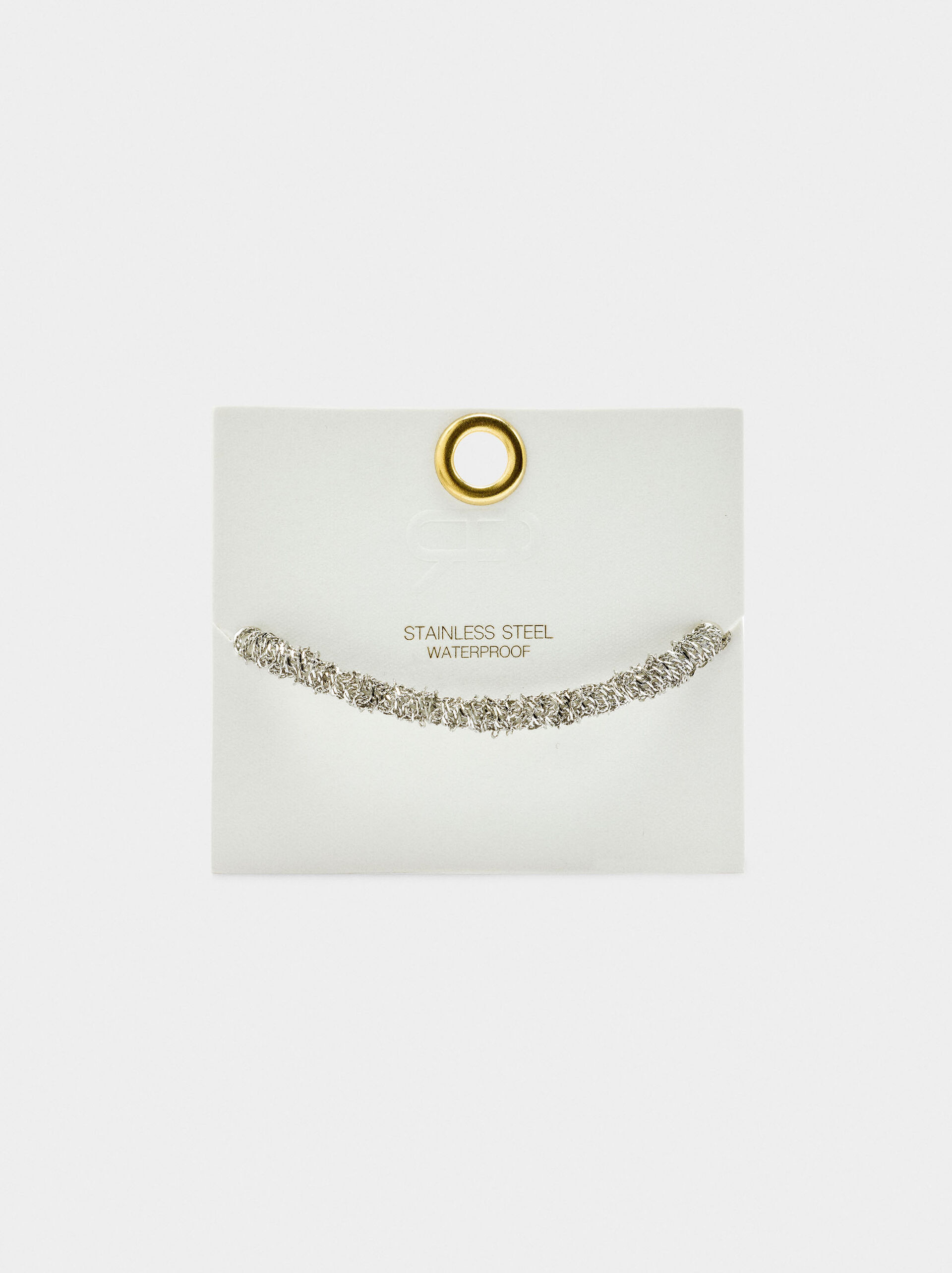 Tubular bracelet with interlaced links - stainless steel image number 2.0