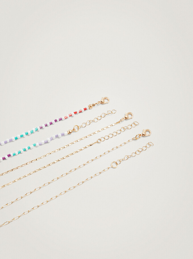 Set Of Necklaces With Charms And Zirconia, Multicolor, hi-res