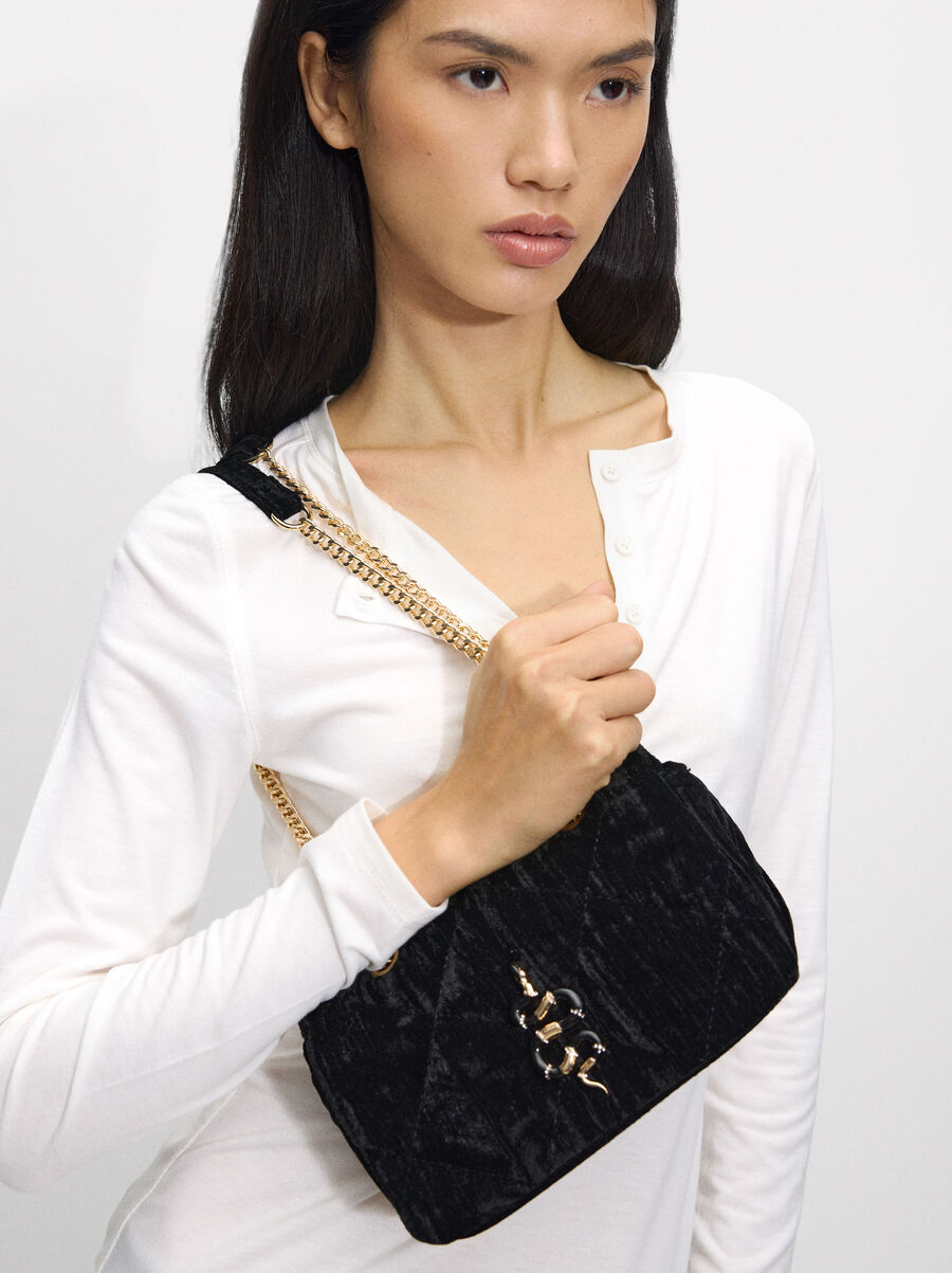 Borsa a spalla in velluto serpente