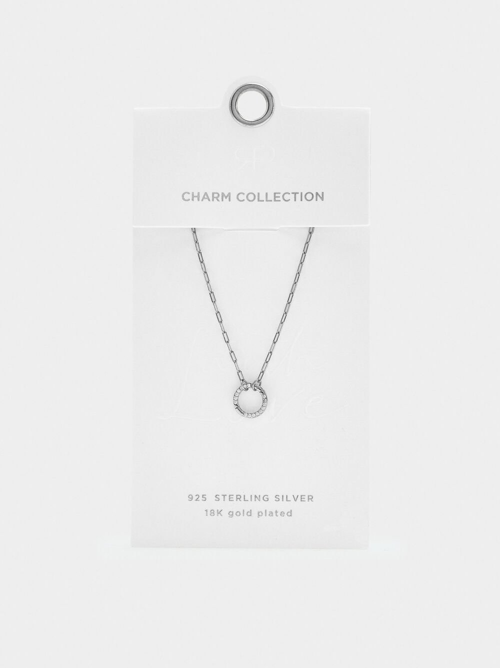 Pendant necklace with links and zirconias - 925 sterling silver