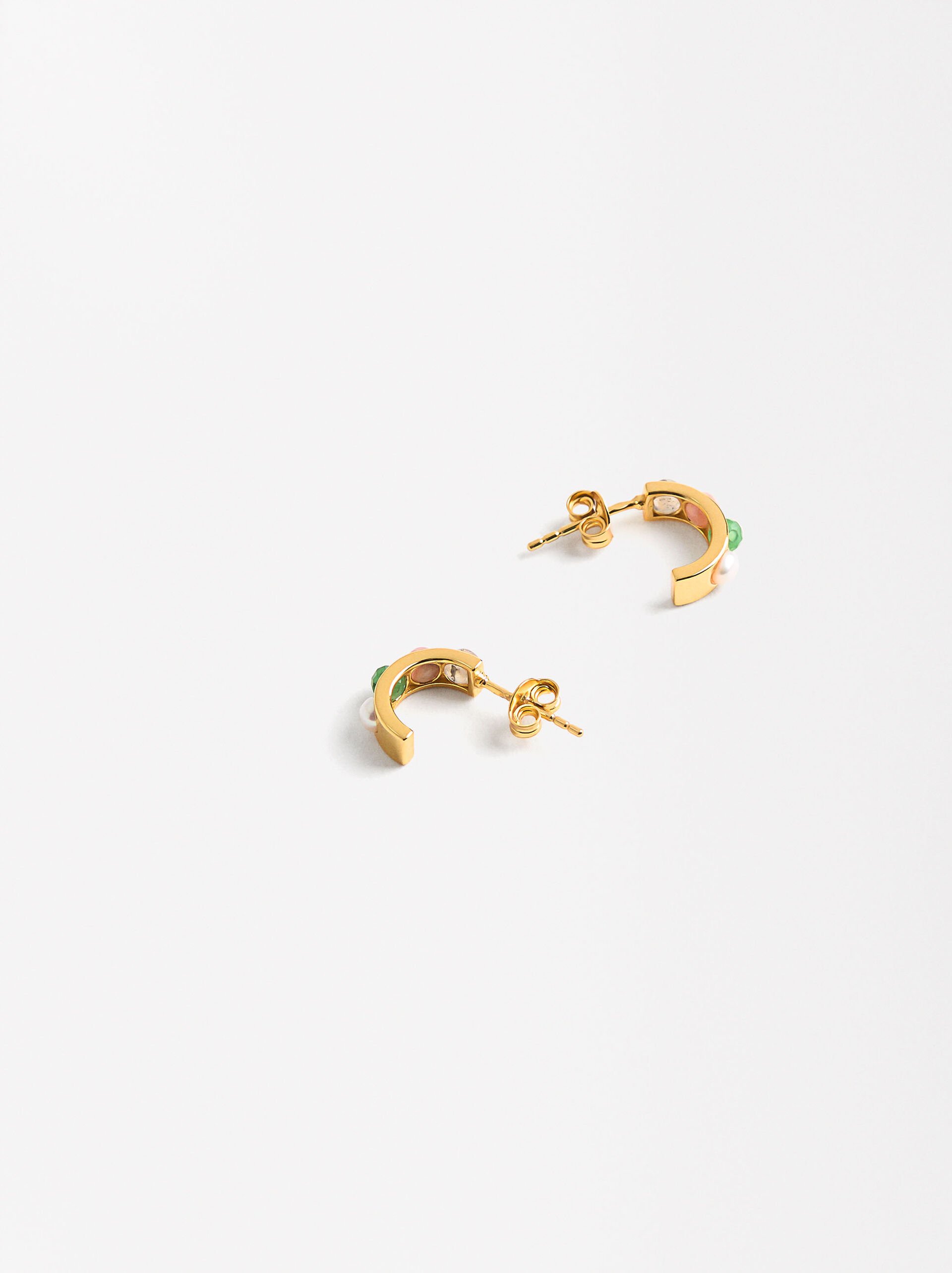Short earrings with stones - 926 sterling silver image number 3.0