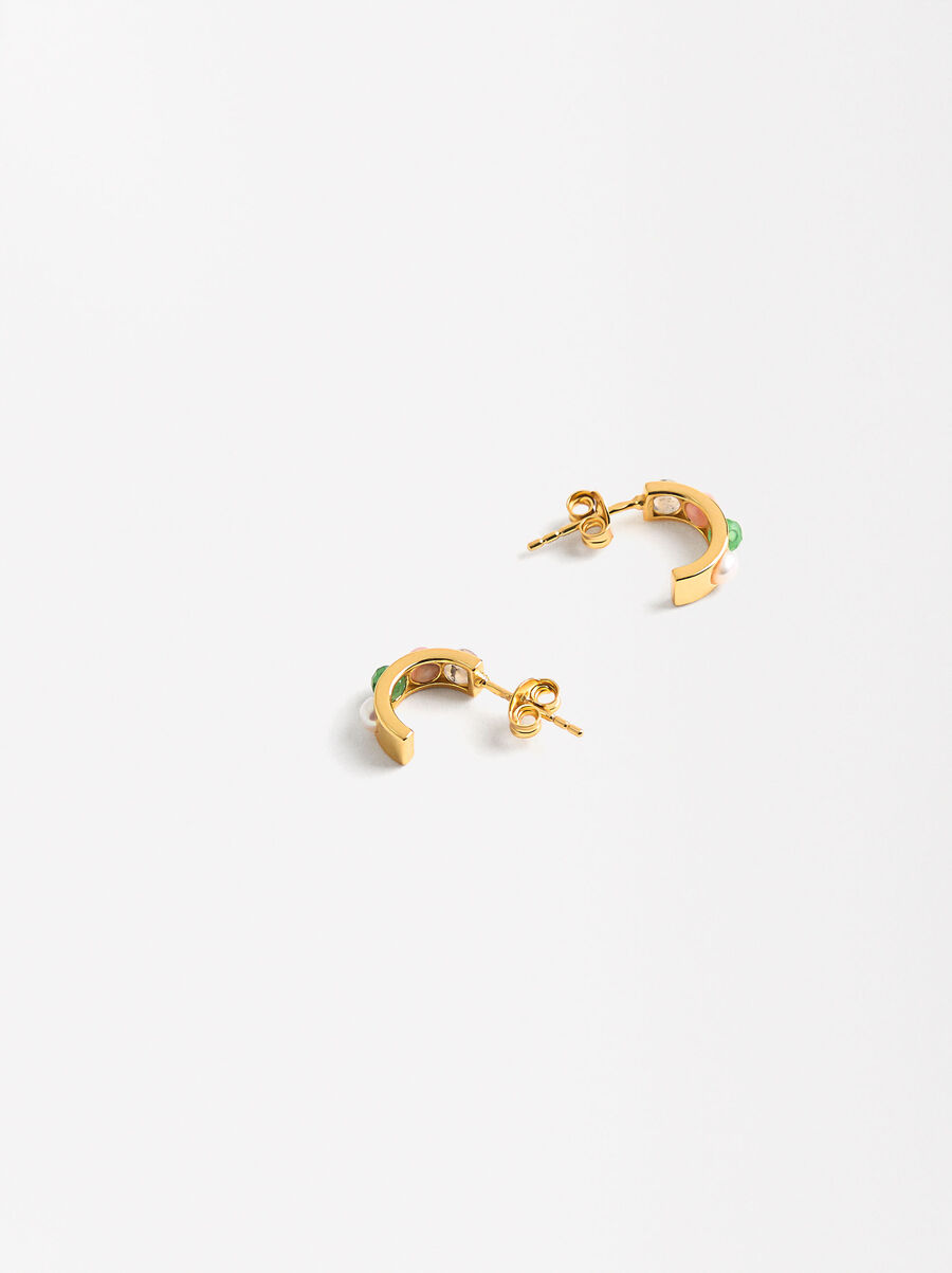 Short earrings with stones - 926 sterling silver