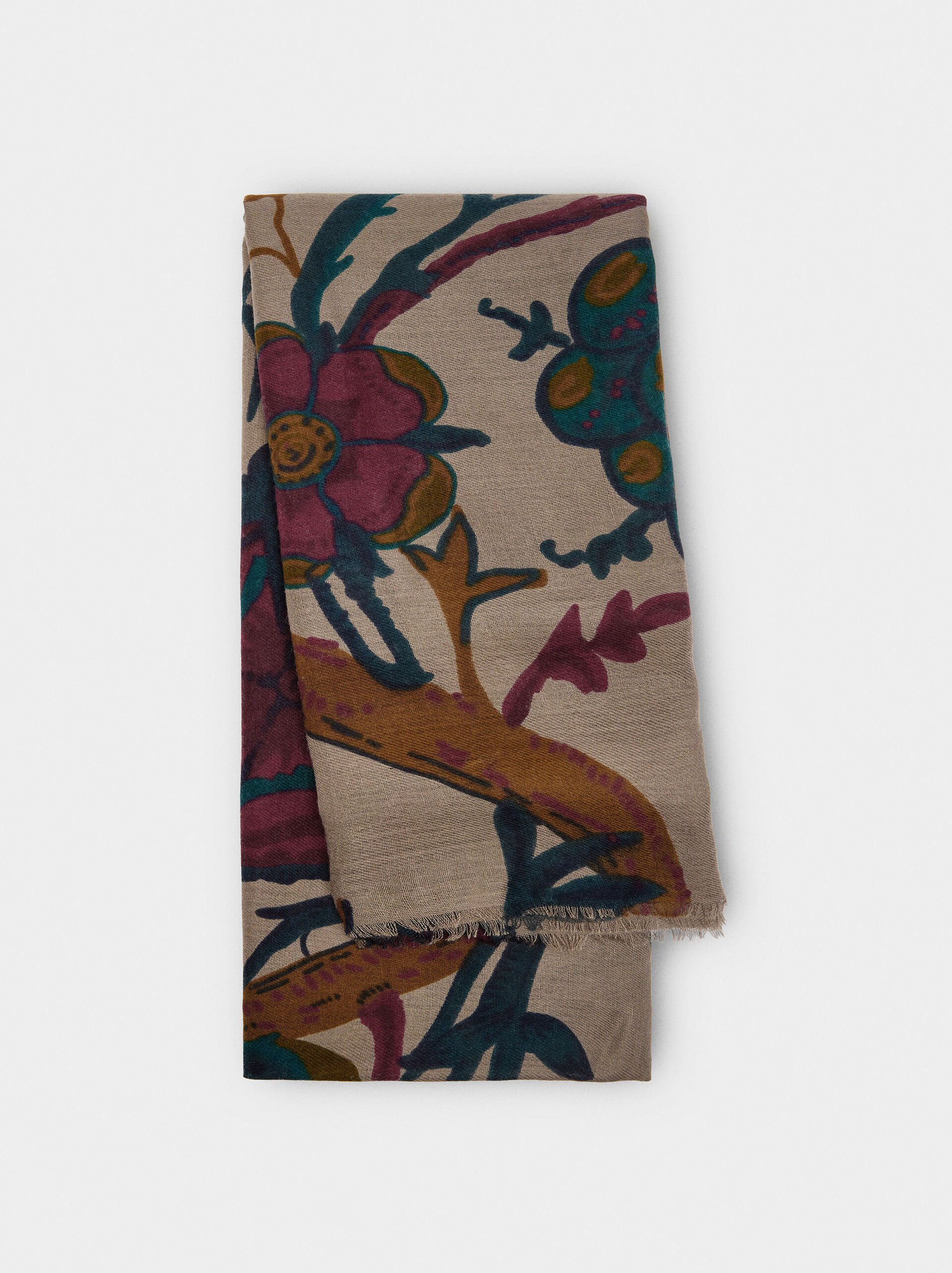Foulard imprimé floral en laine image number 0.0