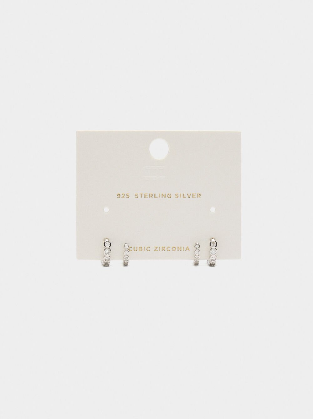 Hoops earrings with zircons - 925 sterling silver