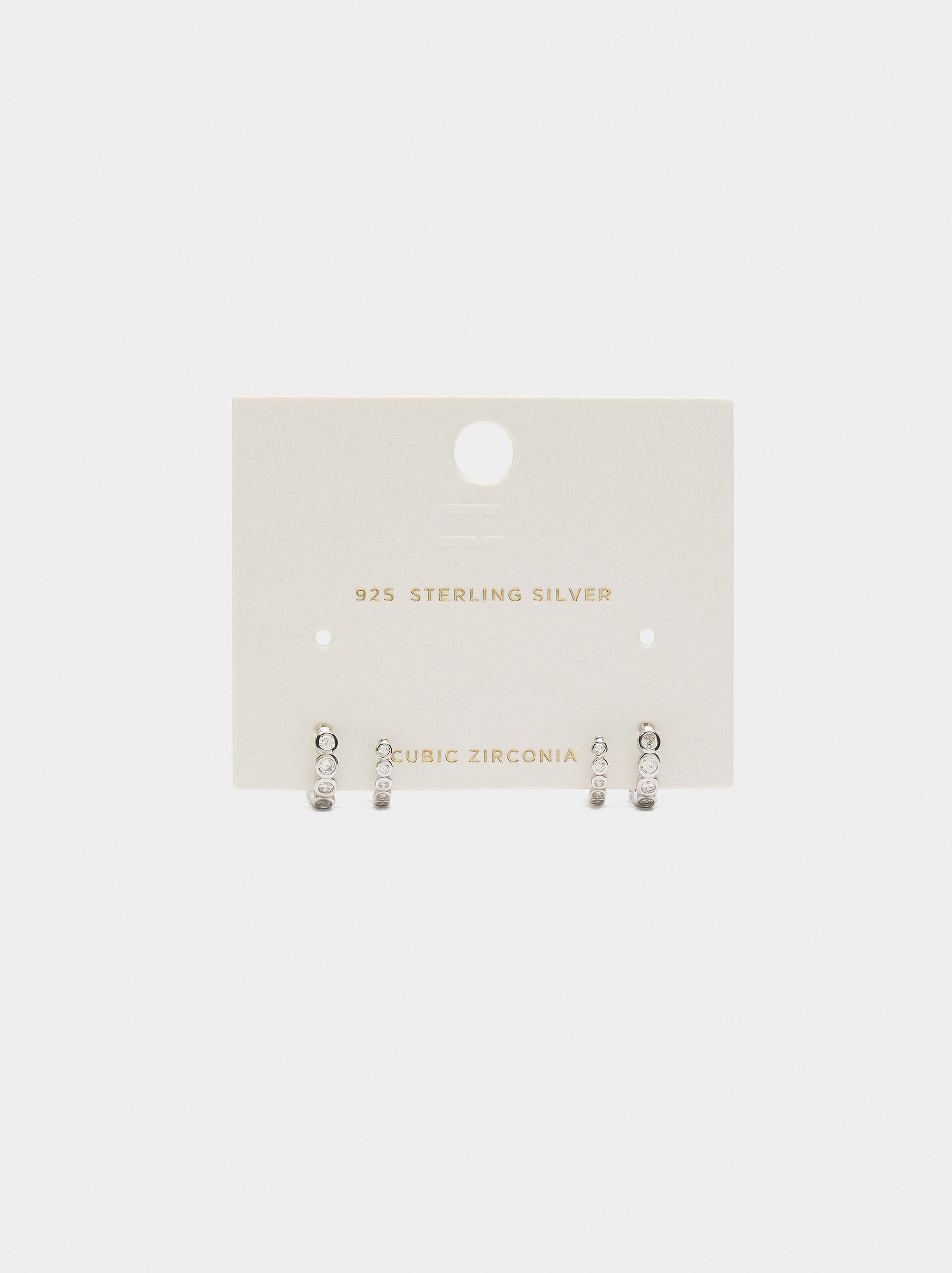 Hoops earrings with zircons - 925 sterling silver image number 4.0