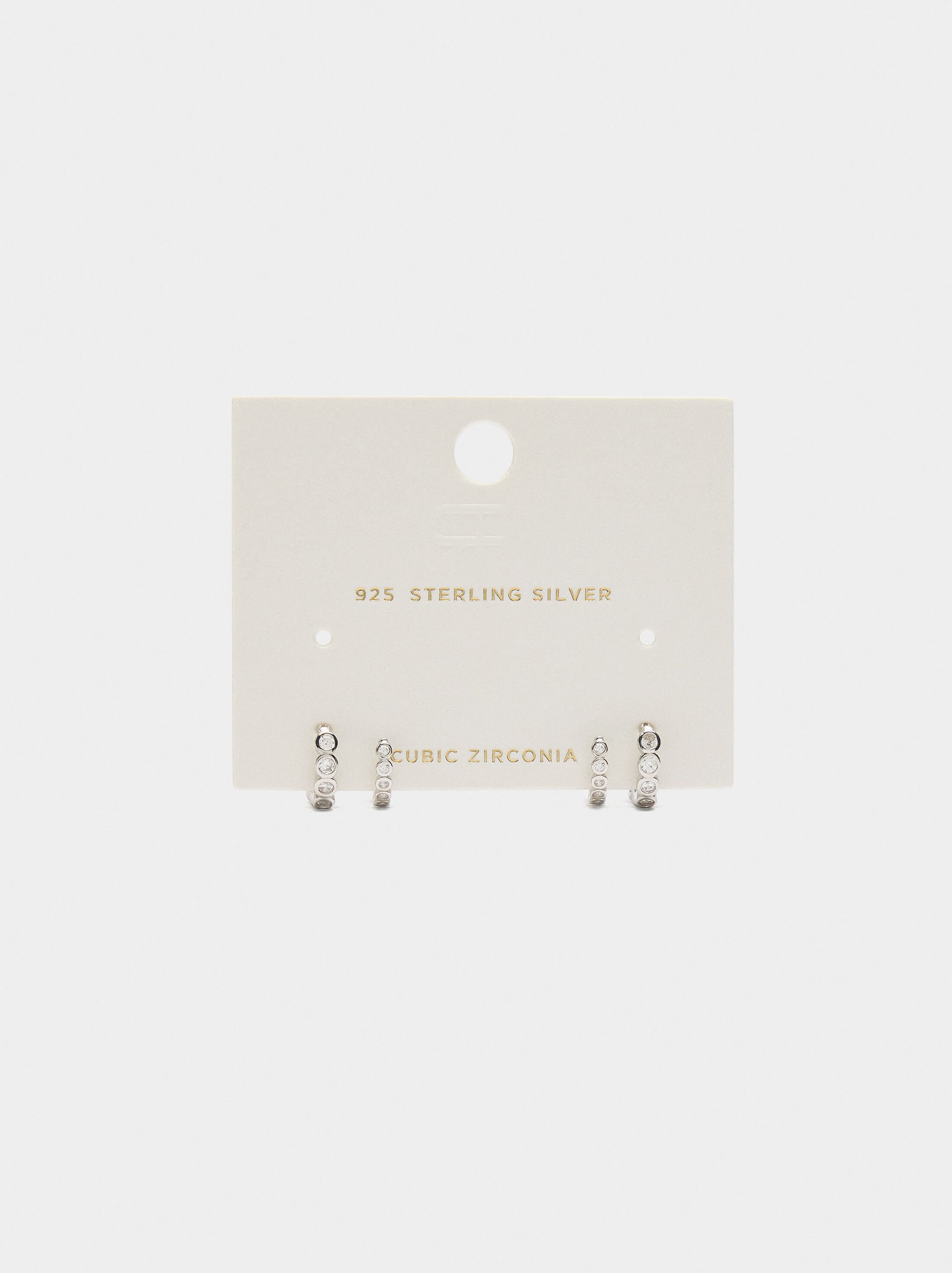 Hoops earrings with zircons - 925 sterling silver image number 4.0