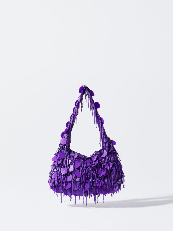 Sac De Soirée Avec Paillettes, Violet, hi-res