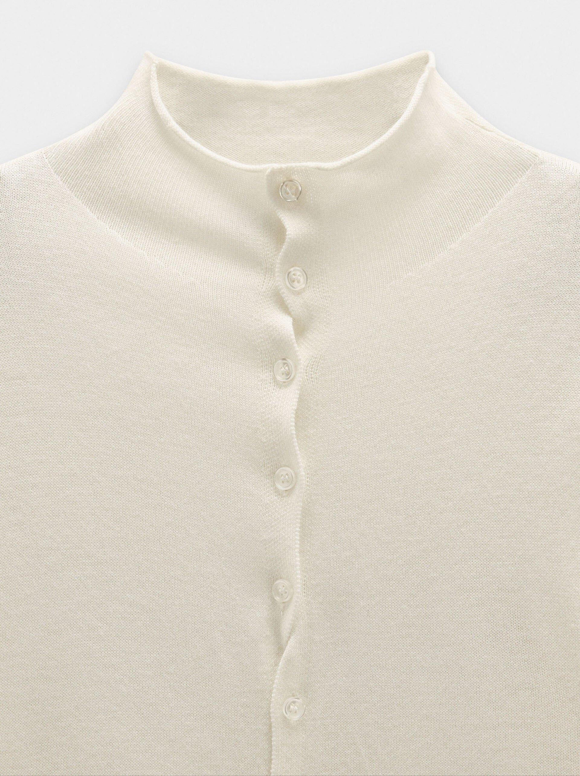 Knit mesh cardigan with high neck image number 6.0
