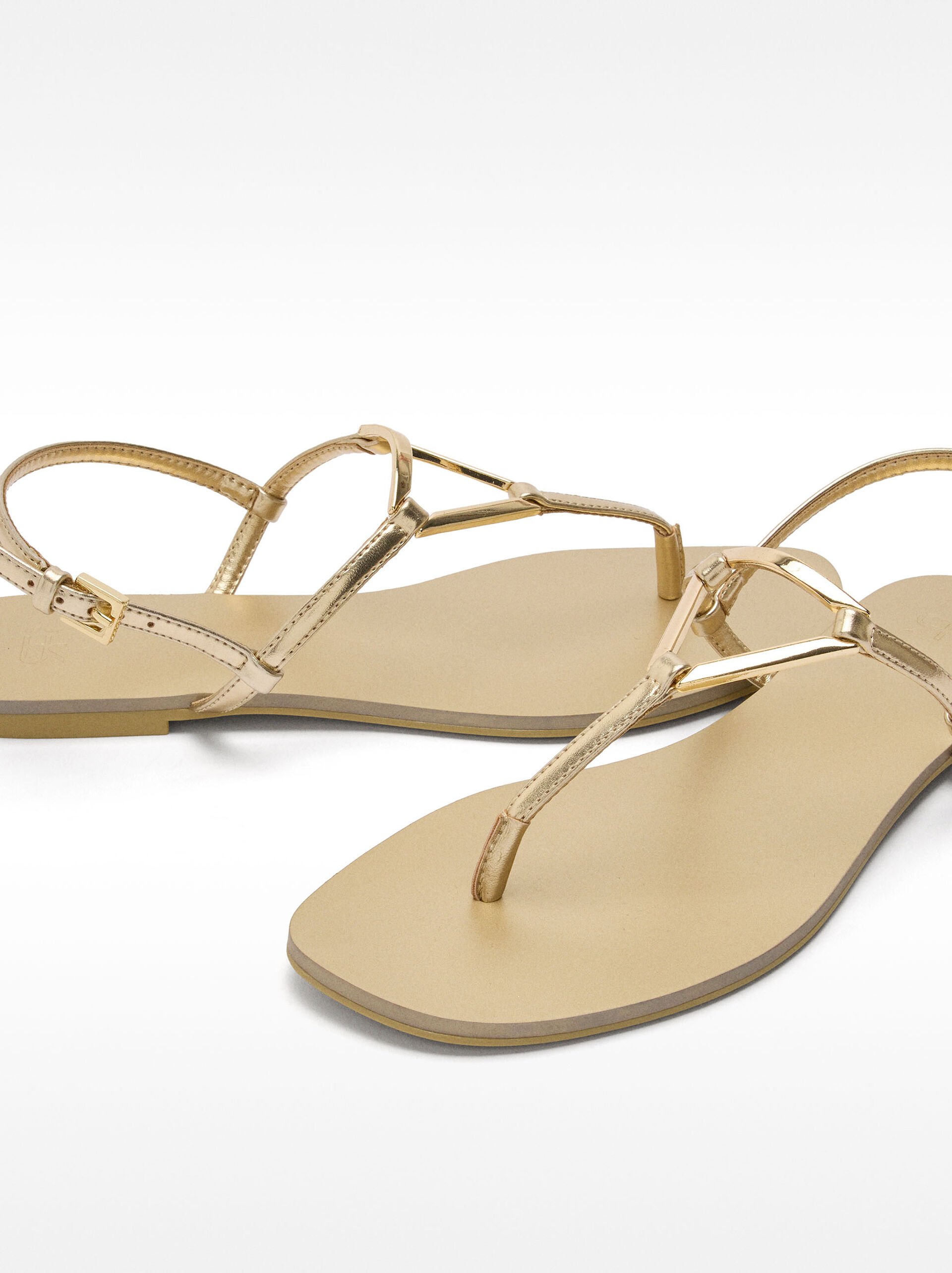 Flat sandals with metallic detail straps image number 4.0