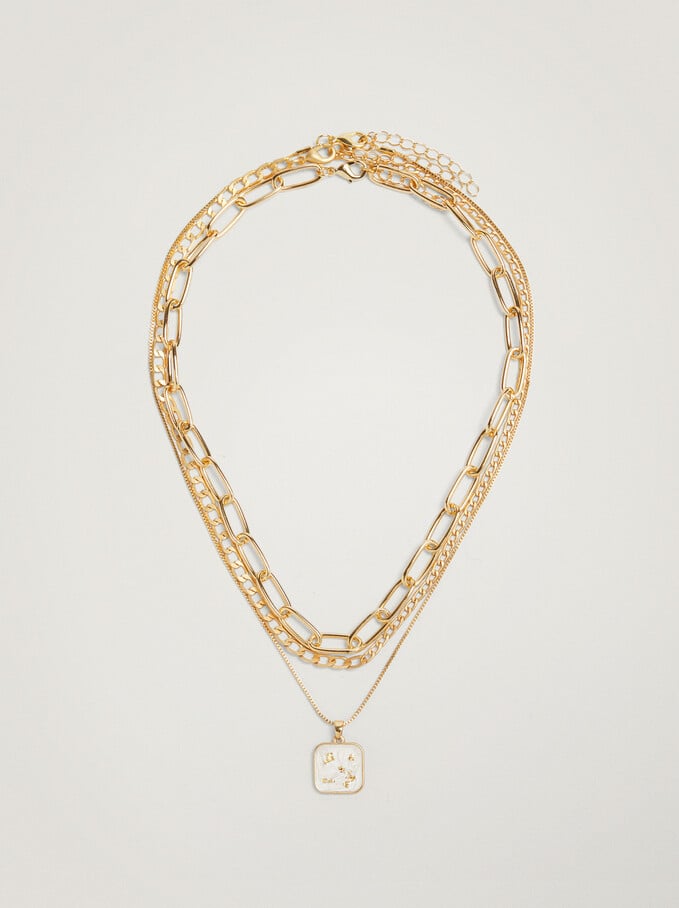 Set Of Necklaces With Enamel, White, hi-res