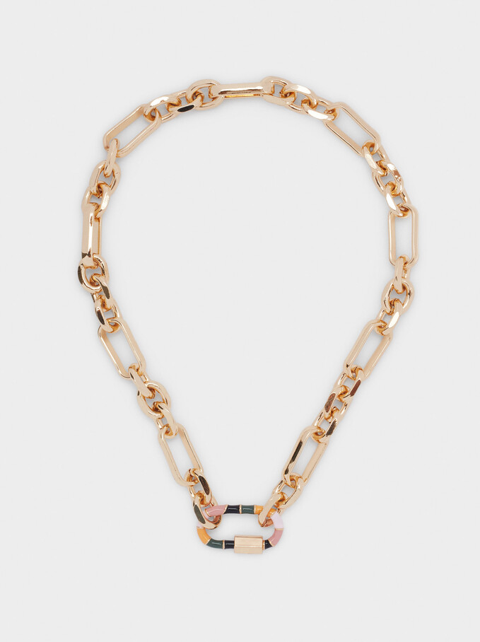 Short Chain Link Necklace, Multicolor, hi-res