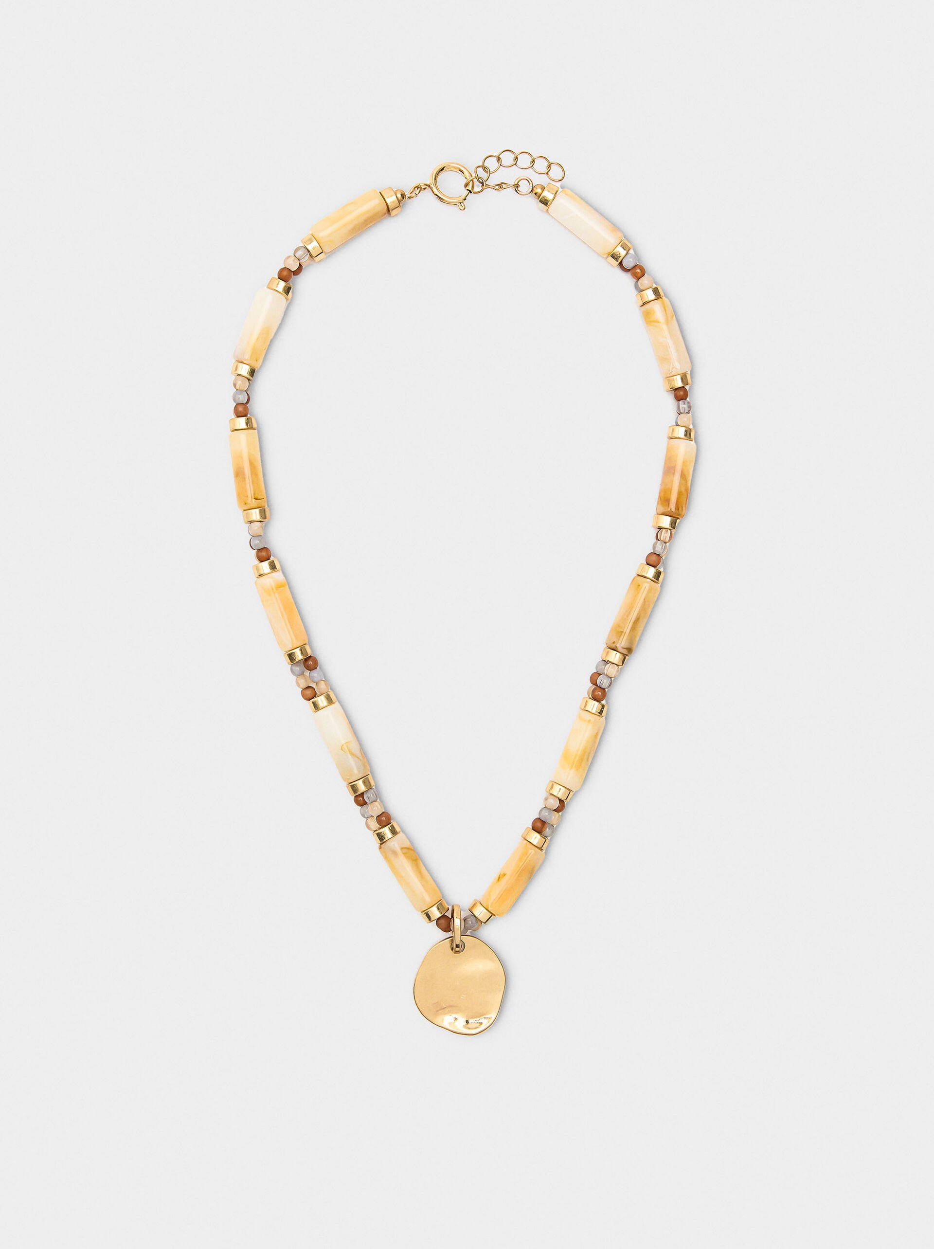 Short segmented necklace with stone effect image number 0.0