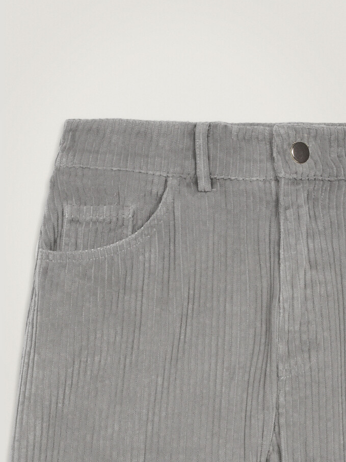 100% Cotton Straight Pants, Grey, hi-res