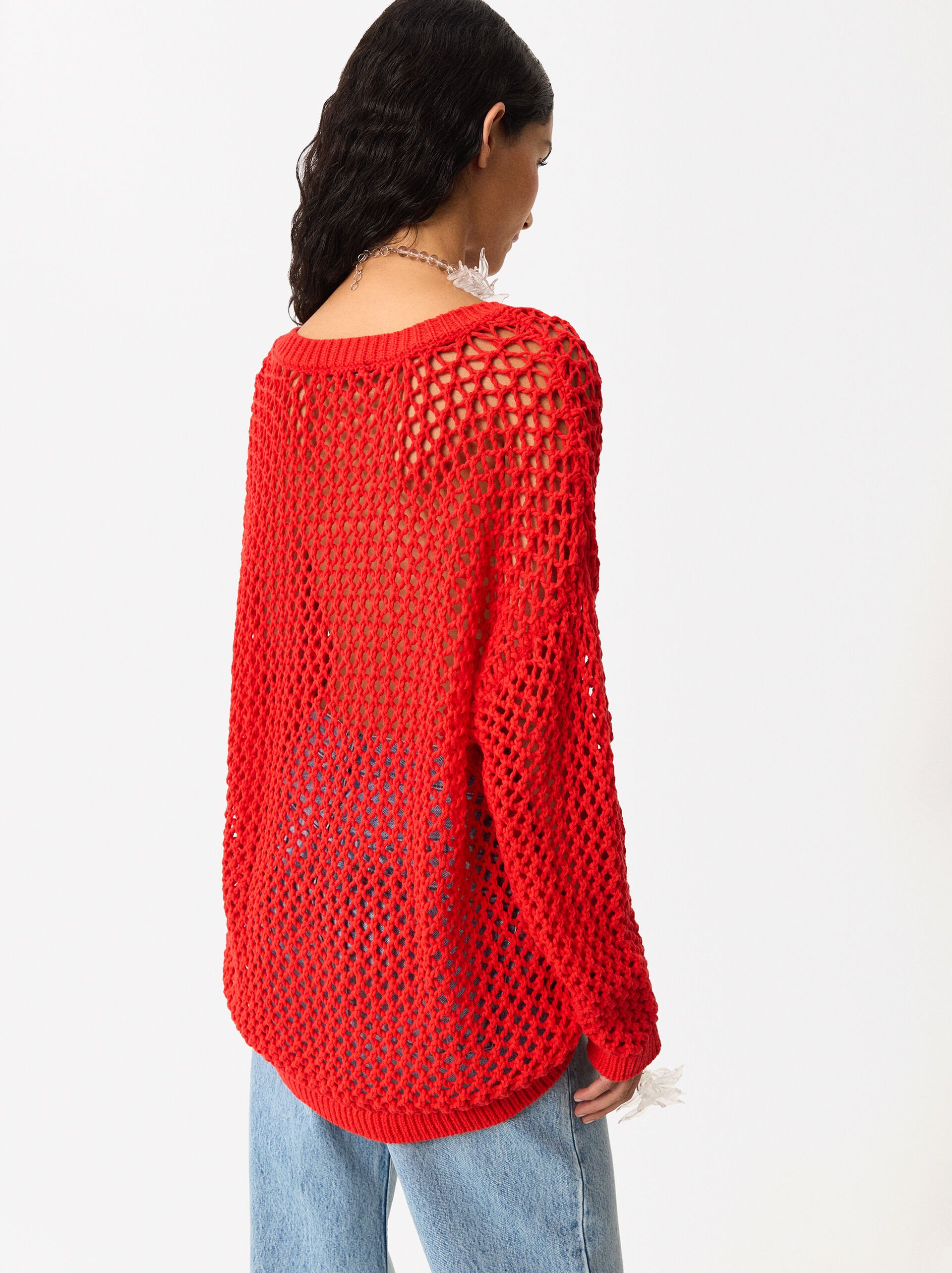 Open Knit Sweater With Cotton image number 4.0