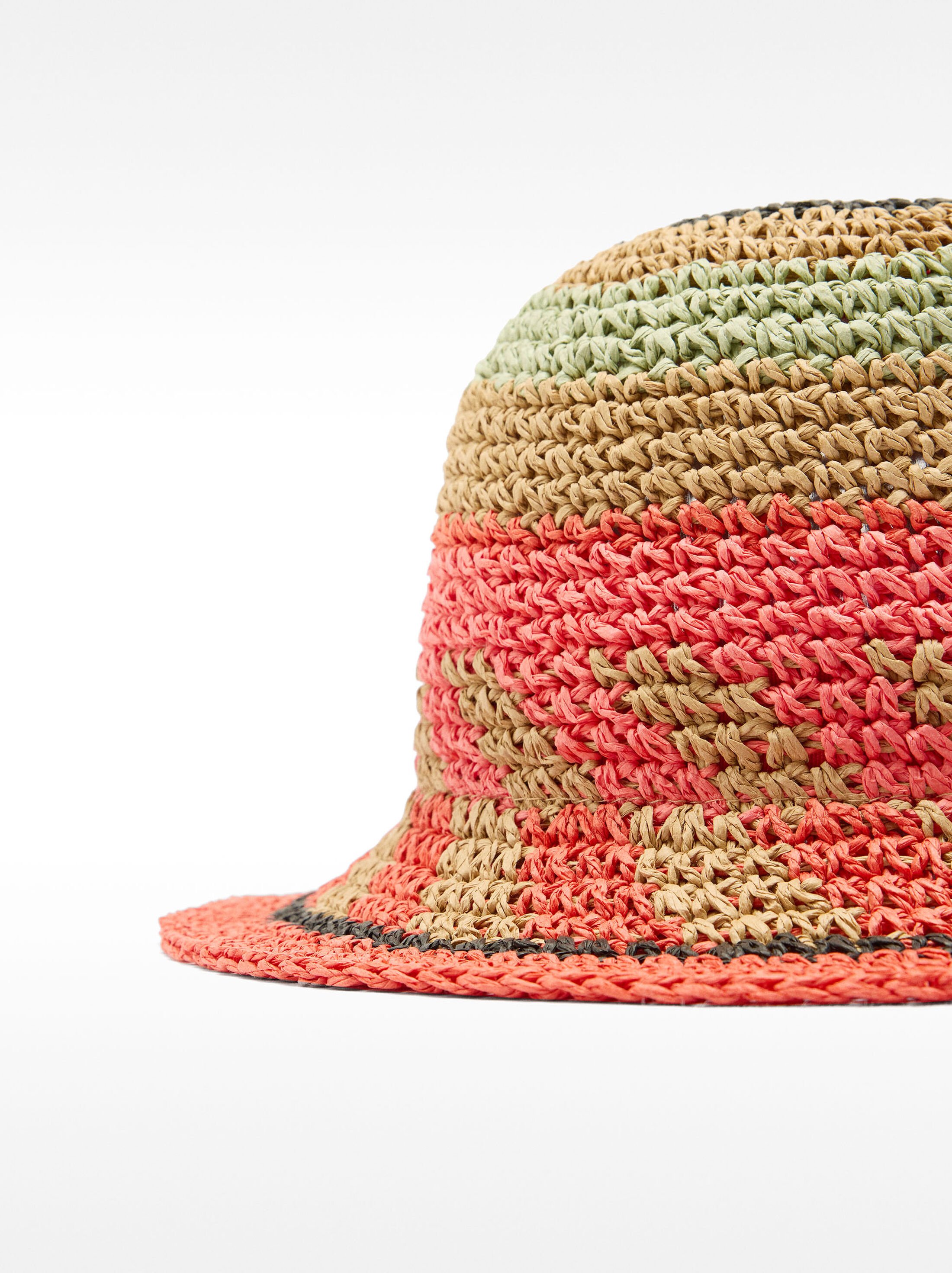 Bucket bag hat with straw effect image number 1.0