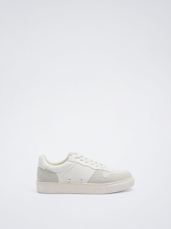 Coloured Heel Trainers, White, hi-res