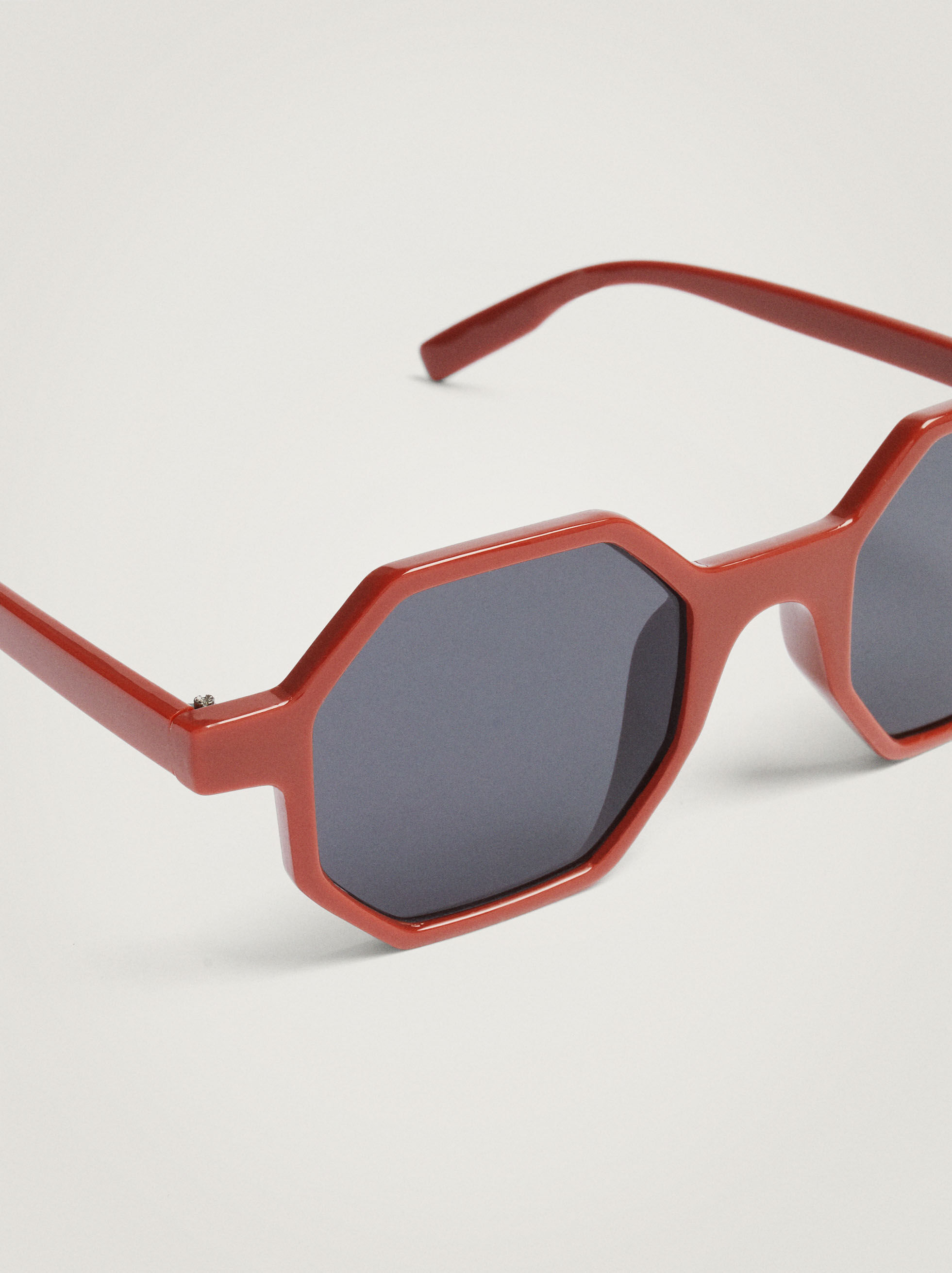 Red hexagonal sunglasses clearance