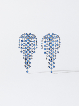 Earrings With Crystals, Blue, hi-res
