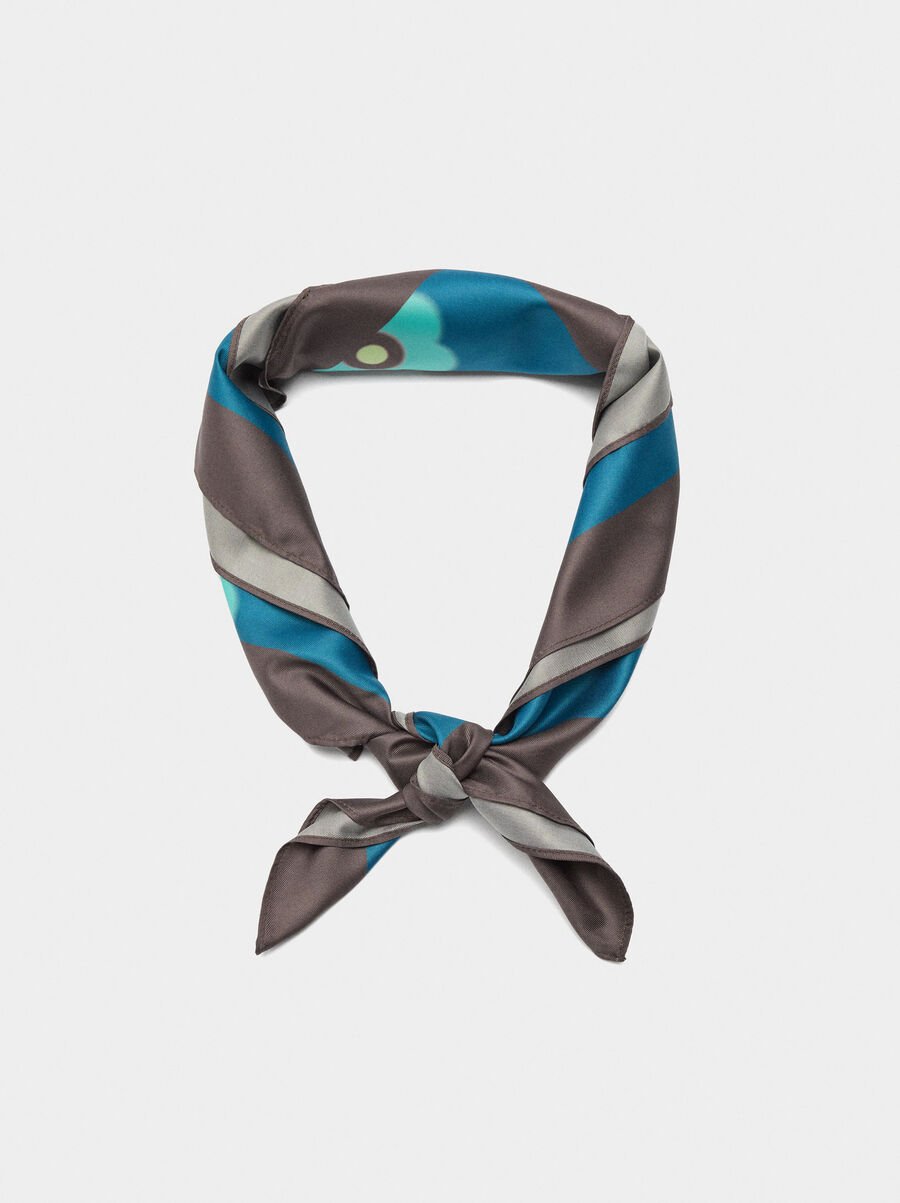 Satin square printed scarf