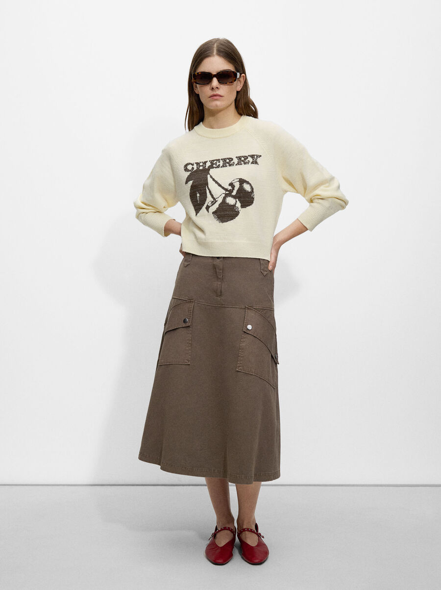 Jersey de punto jacquard cerezas