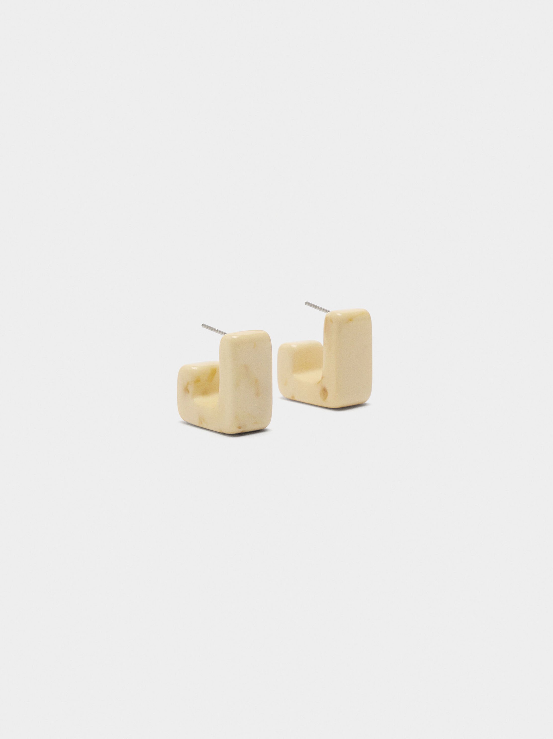 Rectangular hoop earrings with stone effect image number 0.0