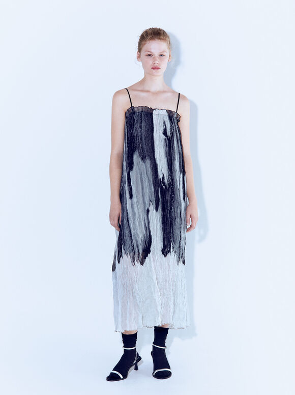 Online Exclusive - Strappy Midi Pleated Dress, Multicolor, hi-res