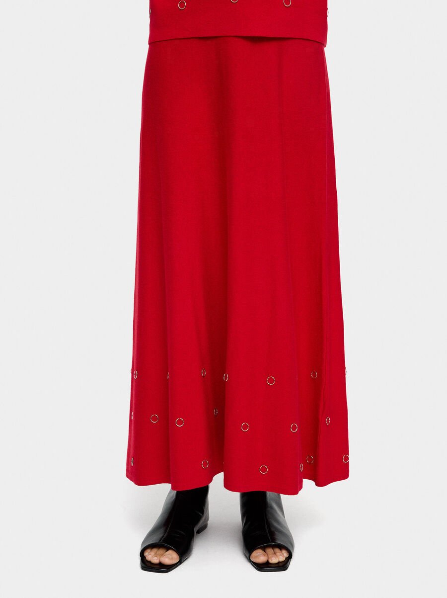 Falda de punto con ojales