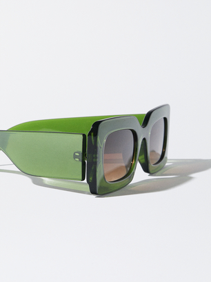 Quadratische Sonnenbrille, Grün, hi-res
