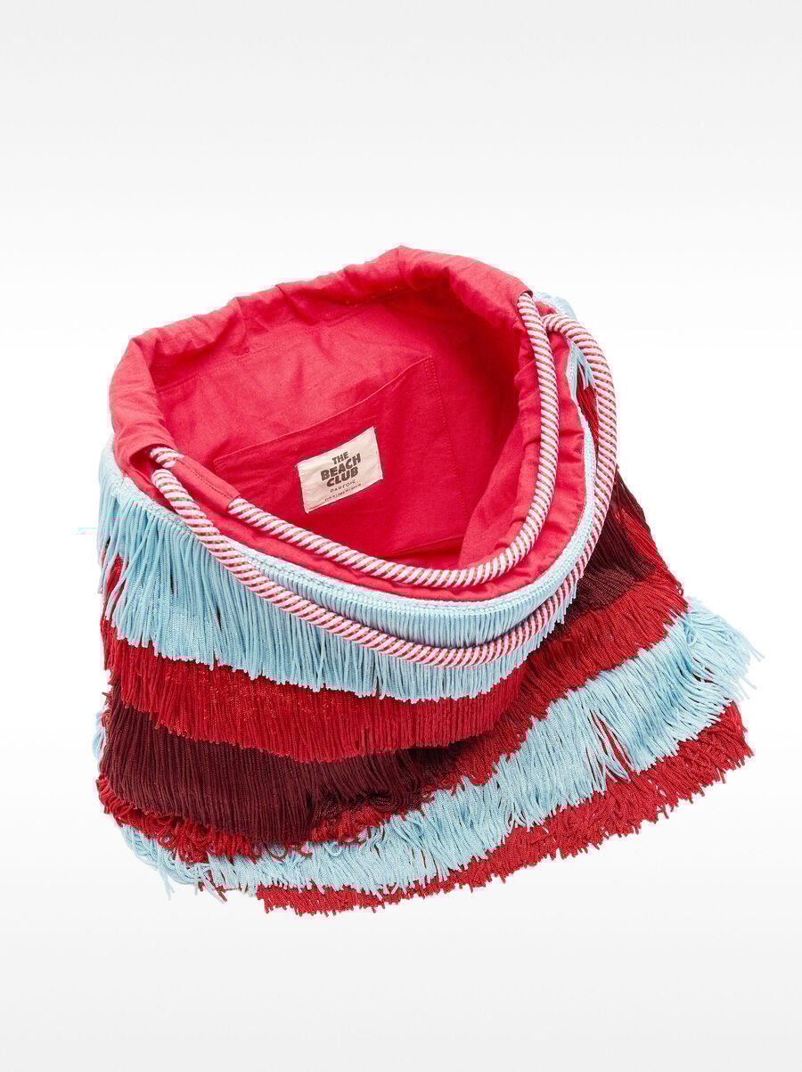 Cotton bucket bag with fringes