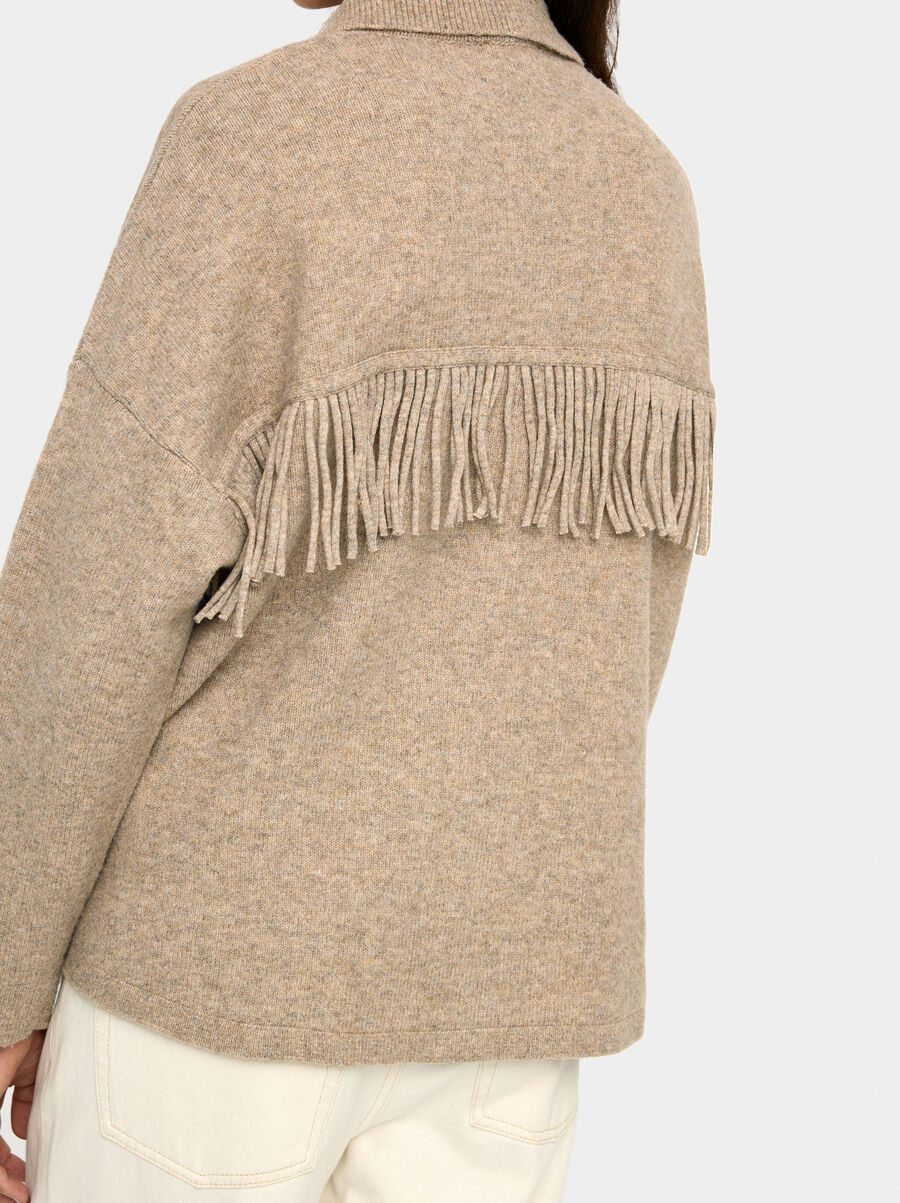 Knit cardigan with fringes