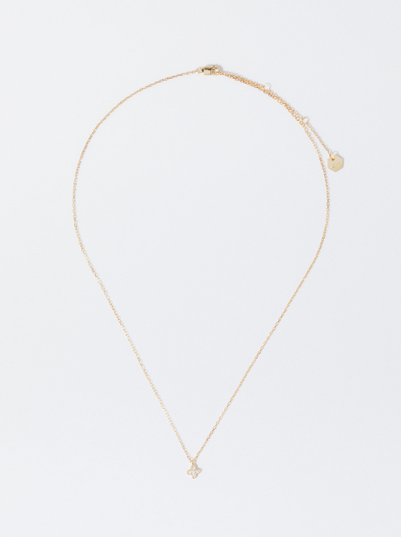 926 Silver Necklace With Zirconia, Golden, hi-res
