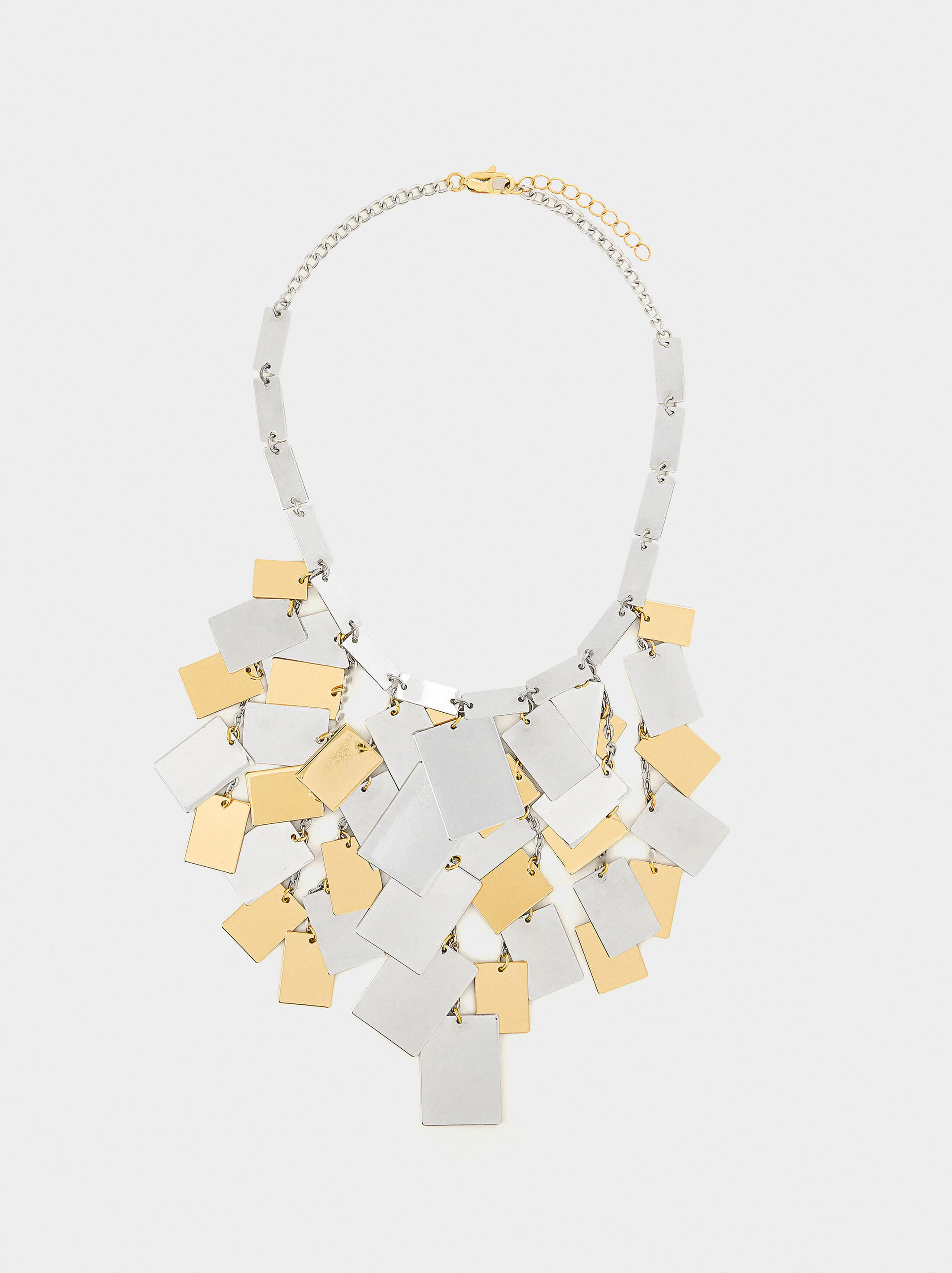 Long bicolor necklace with multiple squares image number 0.0