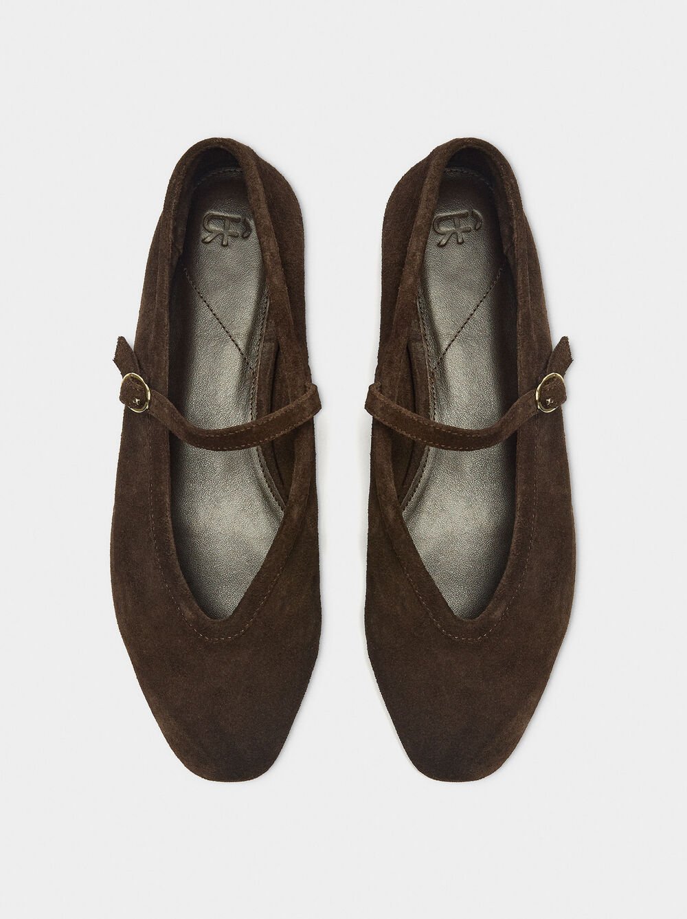 Leather ballet flats with strap and buckle