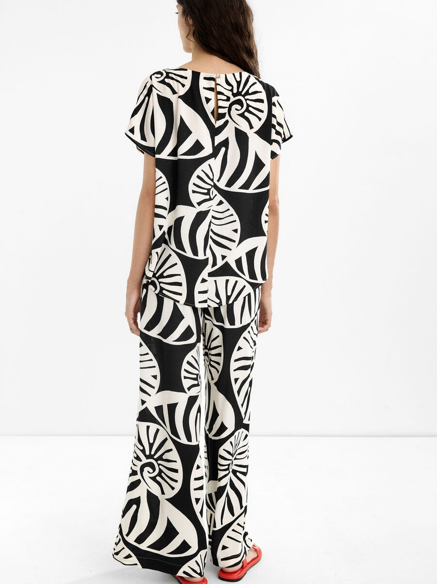 Printed fluid trousers