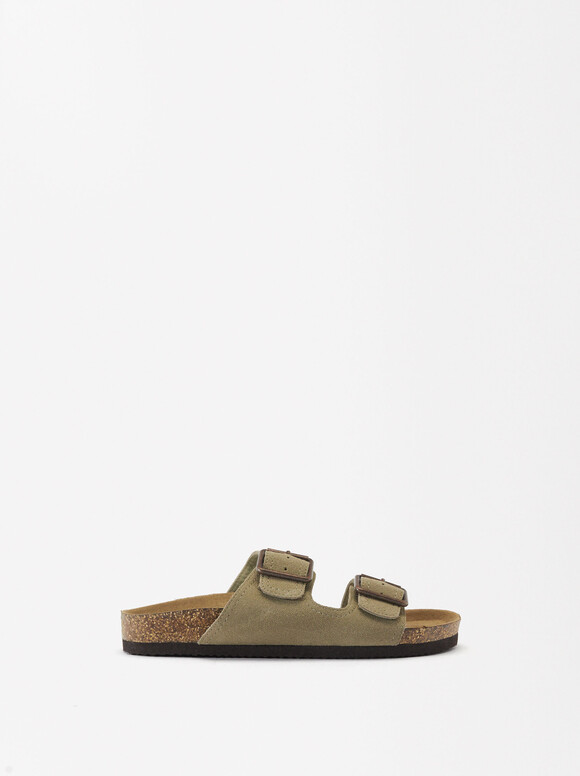 Sandals With Leather Buckles, Beige, hi-res