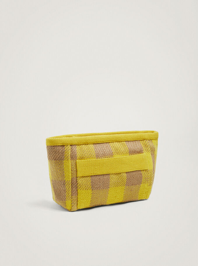 Gingham Cosmetic Purse, Yellow, hi-res