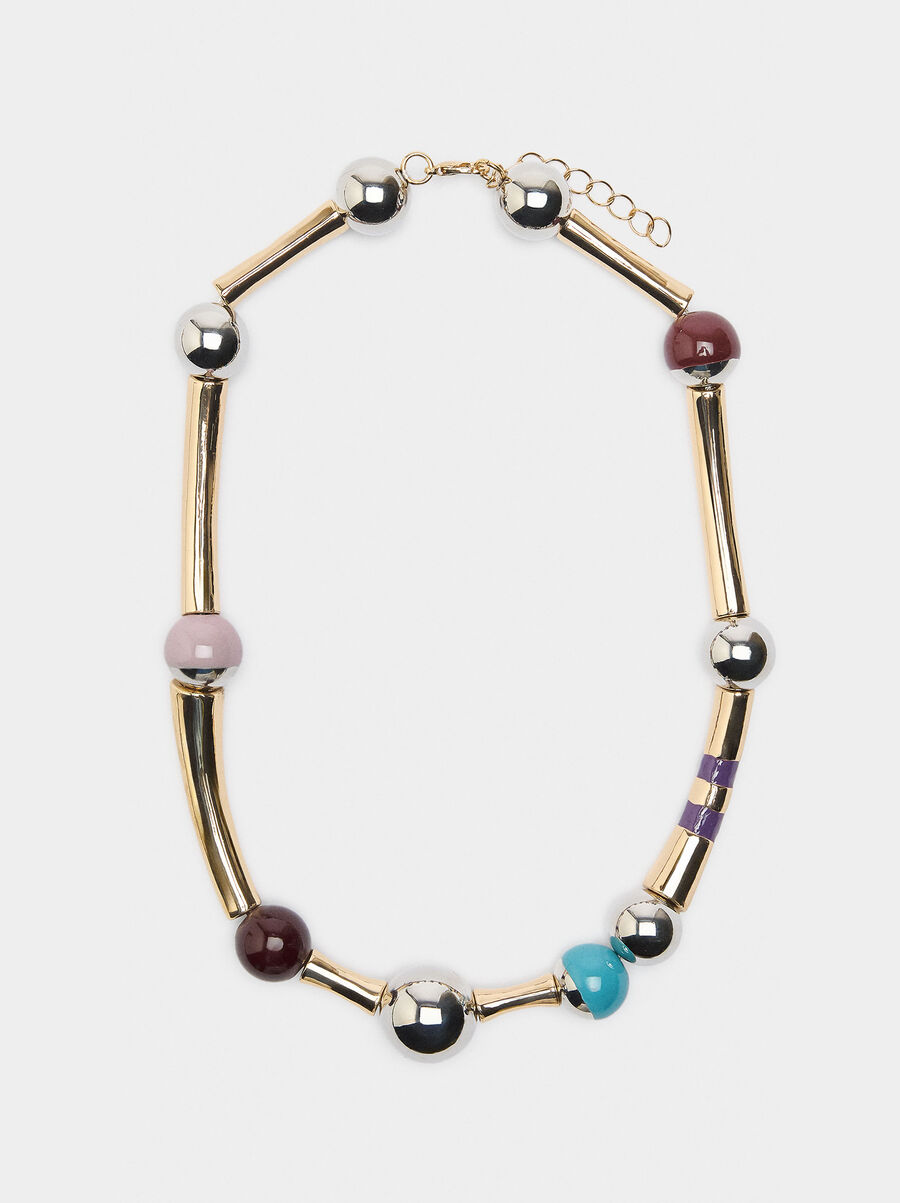 Short necklace with enamel