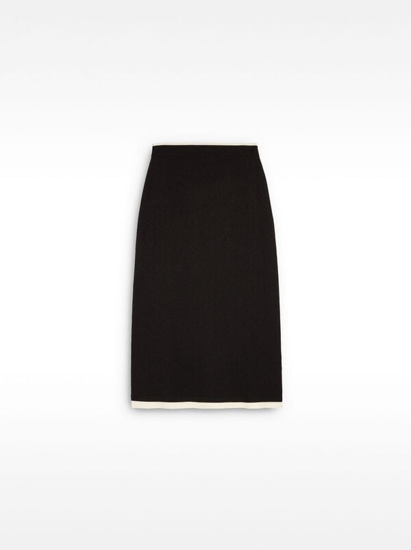 Contrast knit midi skirt