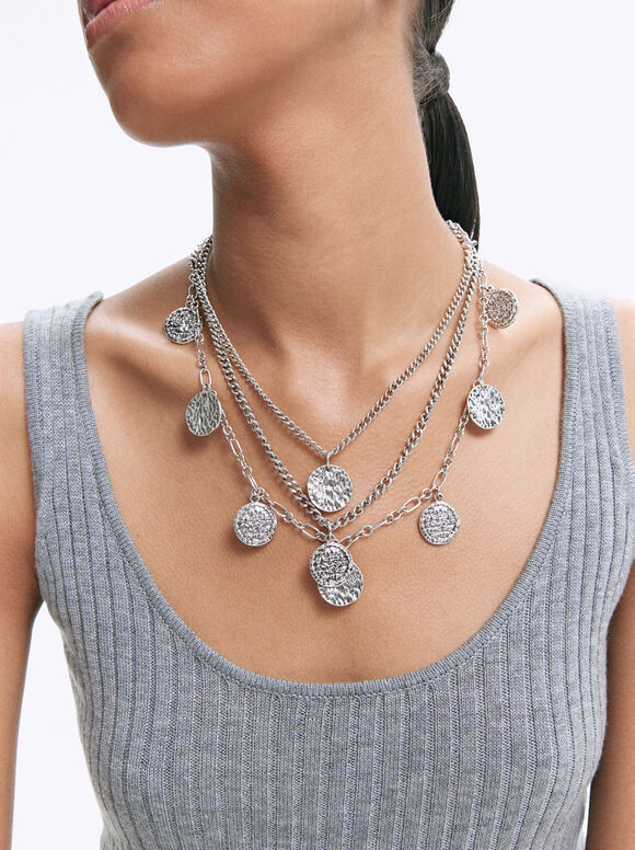 Necklace With Medals, Silver, hi-res