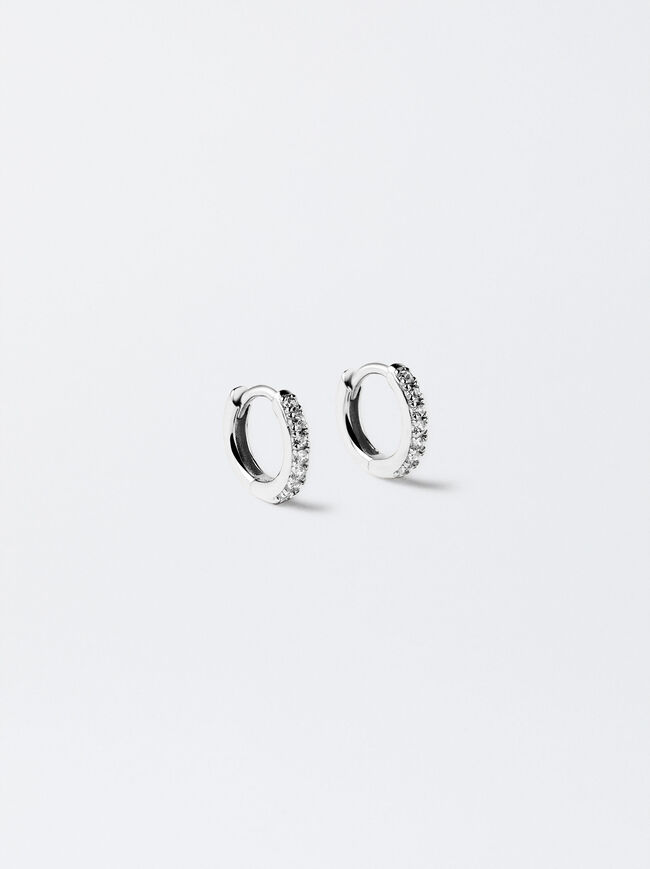 931 Silver Personalised Hoop Earrings With Zirconias
