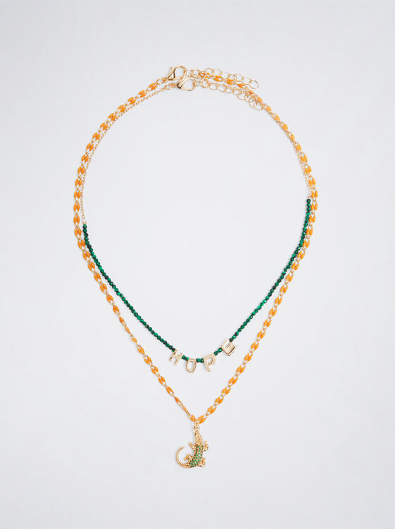 Set Of Necklaces With Charms And Zirconia, Multicolor, hi-res