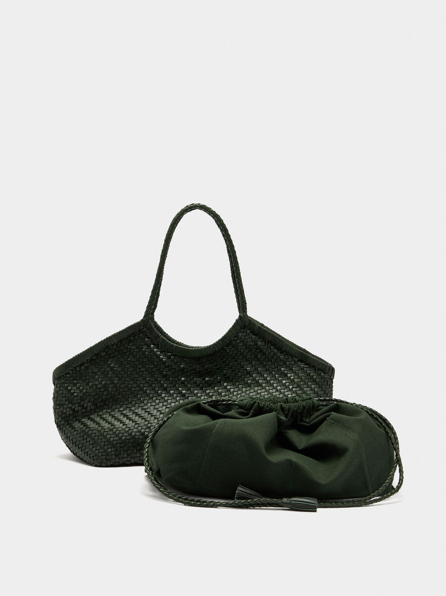 Woven leather shopper bag