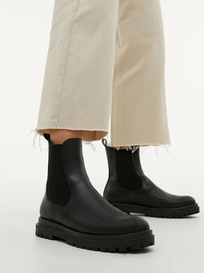 Elastic Ankle Boots, Black, hi-res