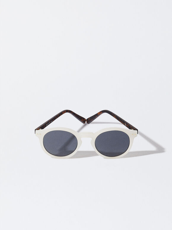 Round Sunglasses, White, hi-res