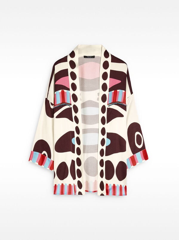 Geometric print kimono