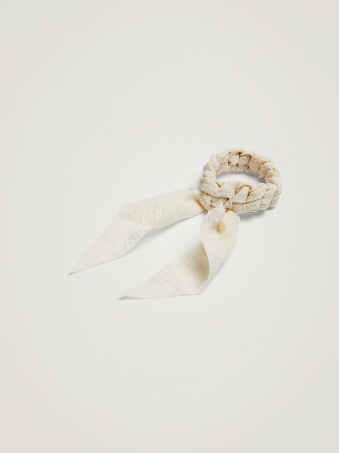 Scrunchie With A Bow, Beige, hi-res